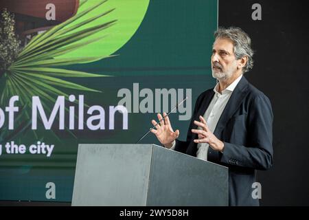 Milano, Italia. 4 aprile 2024. Nella foto Giancarlo Tancredi Milano, Italia - Cronaca Giovedì, 4 aprile, 2024. (Foto di Marco Ottico/Lapresse) Conferenza stampa Milano Santa Giulia il nuovo cuore pulsante di Milano Milano, Italia - News mercoledì 03 aprile 2024. (Foto di Marco otto/Lapresse) credito: LaPresse/Alamy Live News Foto Stock