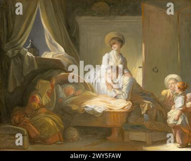 Jean Honoré Fragonard (francese, 1732 - 1806), la visita al vivaio, c. 1775, olio su tela, Collezione Samuel H. Kress 1946.7.7 Foto Stock