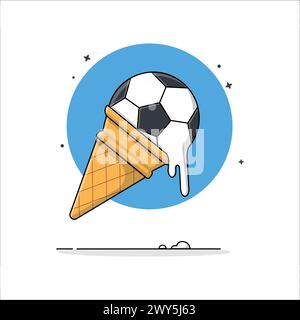 Illustrazione del vettore di fusione del cono di ghiaccio da calcio. Progettazione concettuale di oggetti alimentari Illustrazione Vettoriale