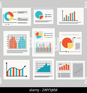 Set vettoriale di elementi infografici aziendali. Set di vettori grafici e grafici Illustrazione Vettoriale