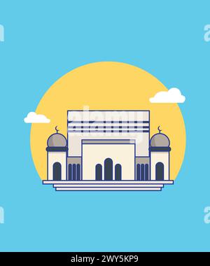 Illustrazione vettoriale della moschea moderna. Design piatto Masjid Vector. Illustrazione Vettoriale