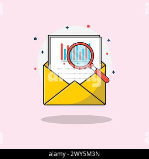 Illustrazione del vettore di ricerca dati. Concetto di analisi dei referti Illustrazione Vettoriale