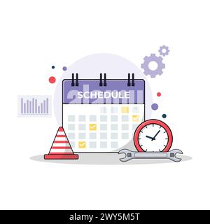 Illustrazione vettoriale del concetto di pianificazione e gestione del tempo Illustrazione Vettoriale