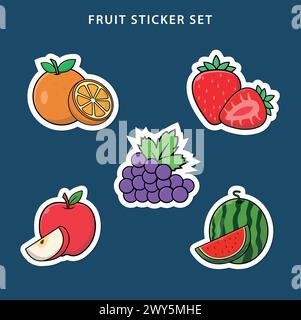 Set di adesivi Vector Fruits Illustrazione Vettoriale