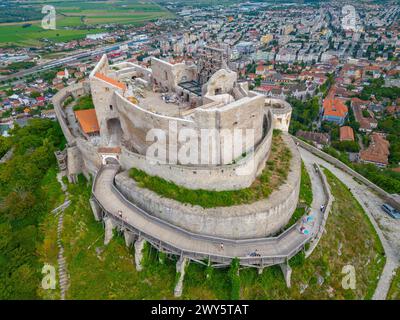 La Fortezza di Deva e la campagna circostante in Romania Foto Stock