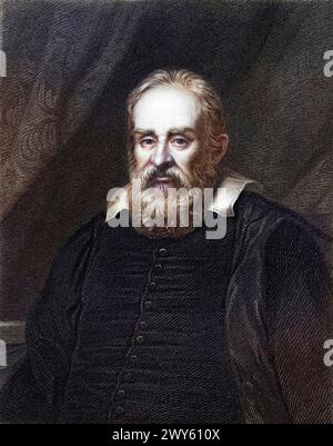 Galileo Galilei geb. 15. Febbraio 1564 a Pisa, gest. 8. Januar 1642 in Arcetri bei Florenz War ein italienischer Universalgelehrter, Physiker, Astroph Foto Stock