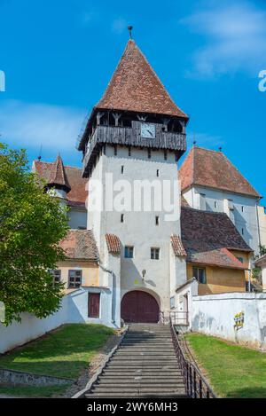 La chiesa fortificata di Bazna in Romania Foto Stock