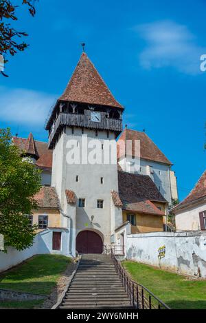 La chiesa fortificata di Bazna in Romania Foto Stock