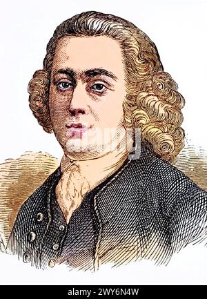 James Brindley geb. 1716 a Tunstead, Derbyshire, Gest. 30. Settembre 1772 a Turnhurst Hall, Wolstanton, Staffordshire War ein britischer Kanalbauing Foto Stock