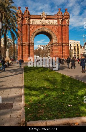 Barcellona: Arc de Triomphe, sul Paseo de Lluis Companys Foto Stock