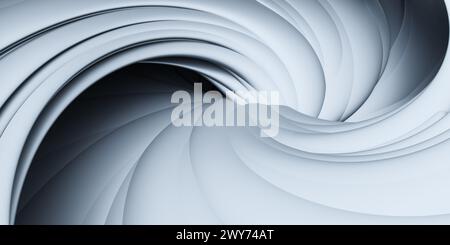 Illustrazione di rendering 3d a spirale bianca in movimento Foto Stock