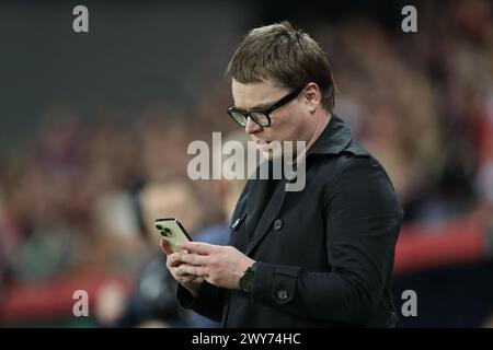 Jaroslaw Krolewski di Wisla Krakow visto durante la partita di calcio della fortuna Polish Cup 2023/2024 tra Wisla Krakow e Piast Gliwice allo stadio municipale di Cracovia. Punteggio finale; Wisla Krakow 2:1 Piast Gliwice. Foto Stock