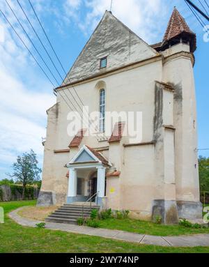 La chiesa fortificata di Bazna in Romania Foto Stock