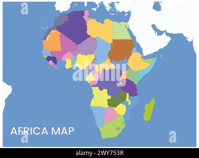 Mappa dettagliata dell'Africa. Schema dell'Africa. Africa. Illustrazione Vettoriale