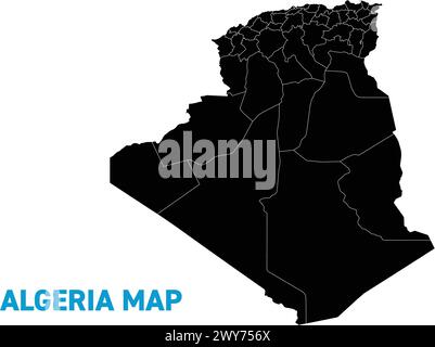 Mappa dettagliata dell'Algeria. Mappa generale dell'Algeria. Africa. Illustrazione Vettoriale
