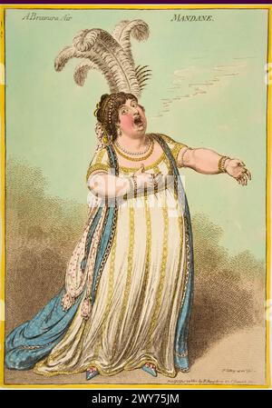 JAMES GILLRAY (1756-1815) fumettista inglese. Il suo disegno del 1801 della cantante Elizabeth Bullington "A Bravura Air - Mandane" Foto Stock