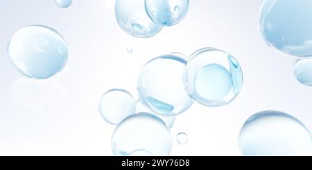 Gruppo di bolle che galleggiano nell'illustrazione di rendering 3d Air Foto Stock