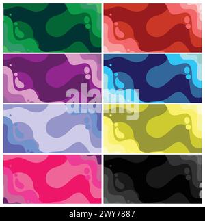 Set di quattro sfondi astratti con linee ondulate. Illustrazione vettoriale. Illustrazione Vettoriale