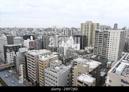 Hongō nella città di Bunkyo vista da una ruota panoramica – Hongo, Bunkyo City, Tokyo, Giappone – 29 febbraio 2024 Foto Stock