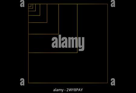 Rapporto utilizzato nella progettazione, combinazione di quadrati nel rapporto dorato, illustrazione vettoriale Illustrazione Vettoriale