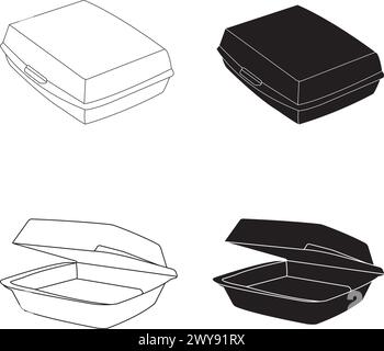 Illustrazione vettoriale con icona della scatola portavivande in polistirolo Illustrazione Vettoriale