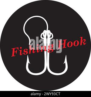 Disegno dell'illustrazione vettoriale dell'icona del gancio da pesca Illustrazione Vettoriale