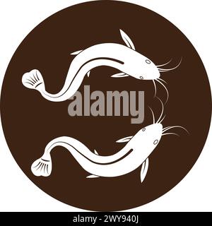 Disegno dell'illustrazione vettoriale dell'icona Catfish Illustrazione Vettoriale