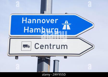 Indicazioni per l'autostrada, segnali stradali, Germania Foto Stock