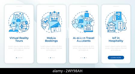 Tecnologia nella schermata blu di onboarding mobile mobile mobile mobile mobile Illustrazione Vettoriale