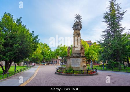 Subotica, Serbia, 24 luglio 2023: Monumento della Santa Trinità a Subotica, Serbia Foto Stock