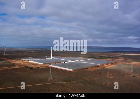 Aerial of Sundrop Farms Operation a Port Augusta South Australia Foto Stock