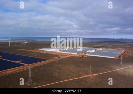 Aerial of Sundrop Farms Operation a Port Augusta South Australia Foto Stock