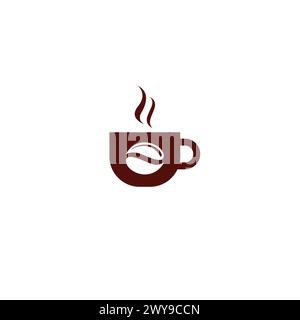 Icona con il logo della tazza da caffè, tazza di caffè in grani Illustrazione Vettoriale