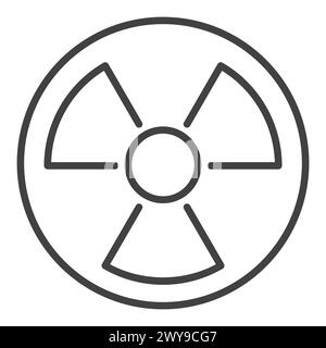 Icona del concetto di pericolo radioattivo del vettore di protezione dalle radiazioni o cartello con linea sottile Illustrazione Vettoriale