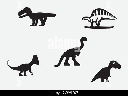 Design illustrativo con icona Cryolophosaurus dallo stile minimalista Illustrazione Vettoriale