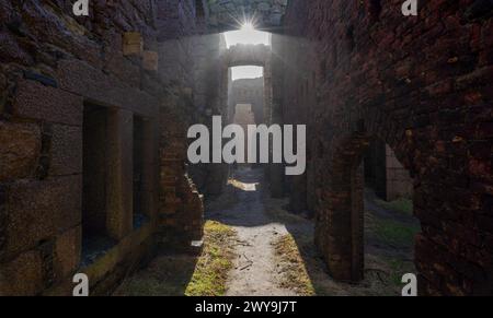 All'interno del Castello di Slains vicino a Cruden Bay nell'Aberdeenshire in Scozia Foto Stock