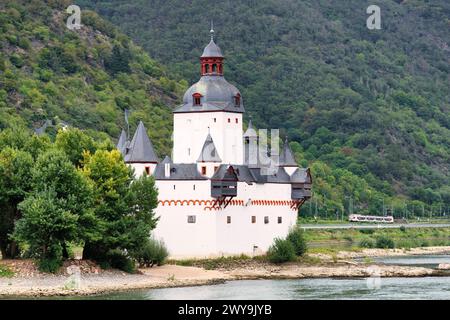 Castello di Pfalzgrafenstein sull'isola di Falkenau, fiume Reno, Kaub, Renania Palatinato, Germania, copyright Europa: g&MxTherin-Weise 1131-2012 Foto Stock