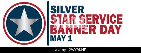 Silver Star Service Banner Day. 1 maggio. Adatto per biglietti d'auguri, poster e striscioni Illustrazione Vettoriale