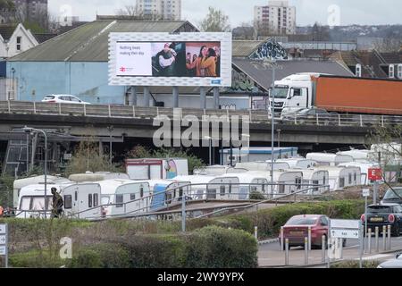 Roulotte o furgoni a Bristol, Regno Unito. Eastville, Bristol. Foto Stock