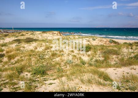 Dune di sabbia sulla spiaggia di Marmari sull'isola di Kos. Grecia Foto Stock