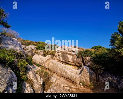 Statua di Dioniso, cava arcaica di marmo, Apollonas Kouros, isola di Naxos, Cicladi, isole greche, Grecia, Europa Copyright: KarolxKozlowski 1245-364 Foto Stock