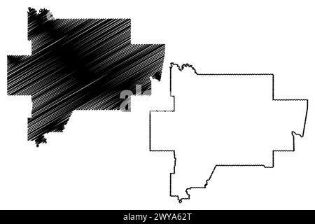 Città di Greater Shepparton (Commonwealth of Australia, Victoria state, Vic) mappa illustrazione vettoriale, schizzo di scribble Greater Shepparton City Council m Illustrazione Vettoriale