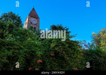 Veduta del campanile di Stella Maris, via al Castello nella città di Rivoli, città metropolitana di Torino, Piemonte, Italia, Europa Copyright: MLTZ 137 Foto Stock