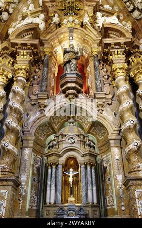 Pala d'altare barocca nella basilica di San Ignacio de Loyola. Guipúzcoa, Euskadi. Spagna. Foto Stock