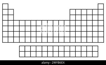 Icona vuota tavola periodica degli elementi. Tavola periodica vuota di elementi nel segno chimica. Simbolo delle risorse scientifiche per insegnanti e studenti. piatto Foto Stock