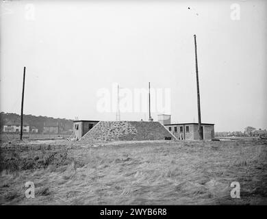 Prenton WT Station e Derby House Signal Section nel 1942, che mostra le strutture esterne e le posizioni delle antenne e delle apparecchiature di comunicazione. Foto Stock