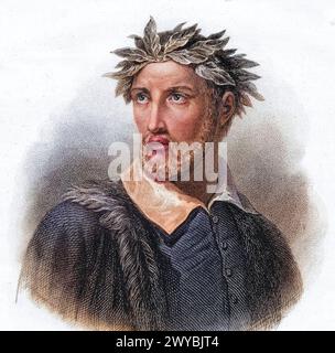 Torquato tasso alias le casse, 1544-1595, italienischer Dichter, Historisch, digital restaurierte Reproduktion von einer Vorlage aus dem 19. Jahrhundert Foto Stock