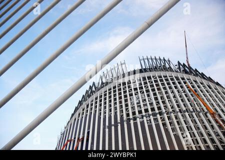 Agora e Assut de l'Or Ponte, città delle Arti e delle Scienze, Valencia. Comunidad Valenciana, Spagna. Foto Stock