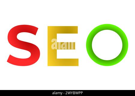 Immagine vettoriale dell'icona SEO 3D. Icona tridimensionale di ottimizzazione del motore di ricerca. SEO 3D isolato su sfondo bianco Illustrazione Vettoriale