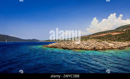 La splendida costa turchese di Bodrum Foto Stock